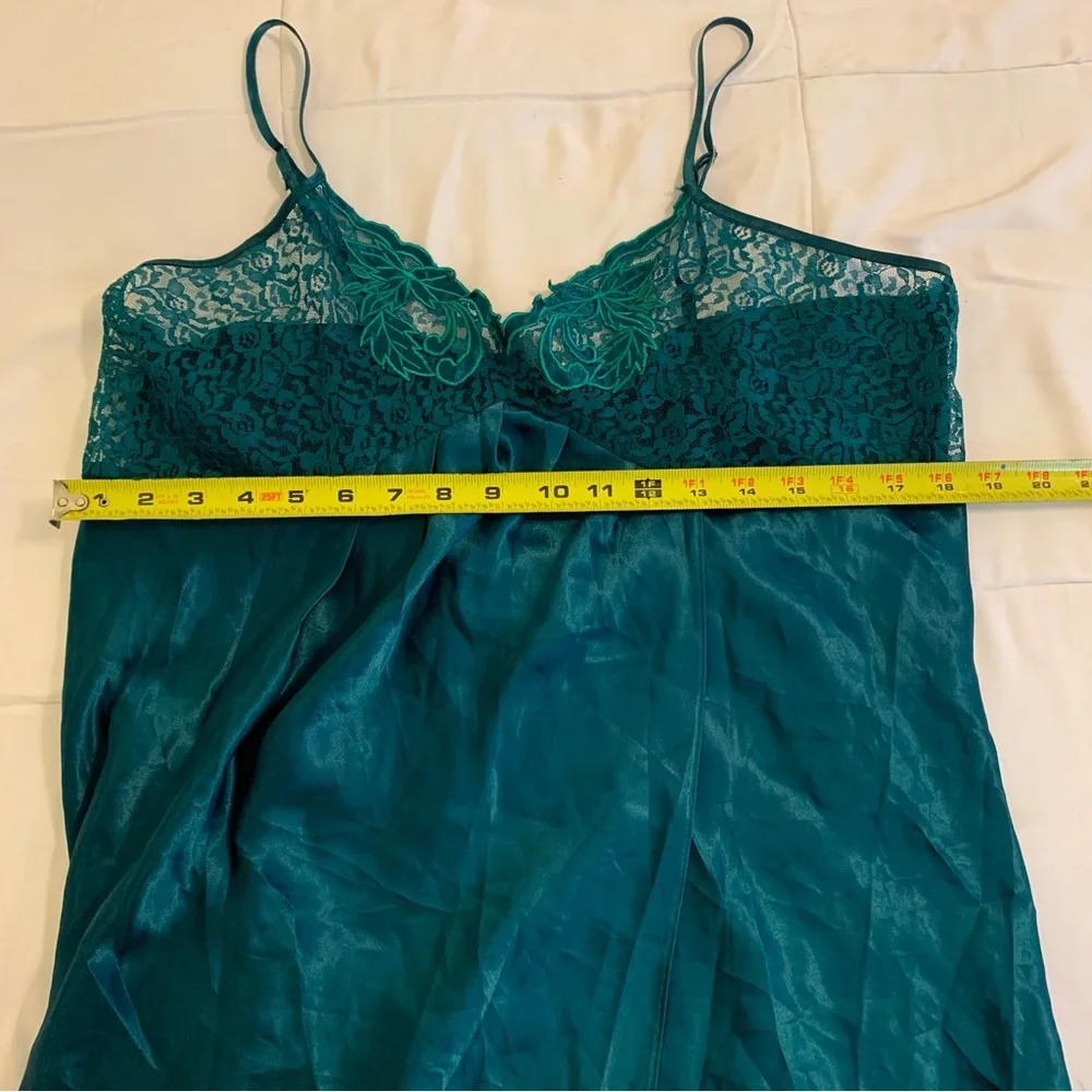 Elegant Teal Lace Trim Vintage La Senza Chemise - Picture 4 of 6